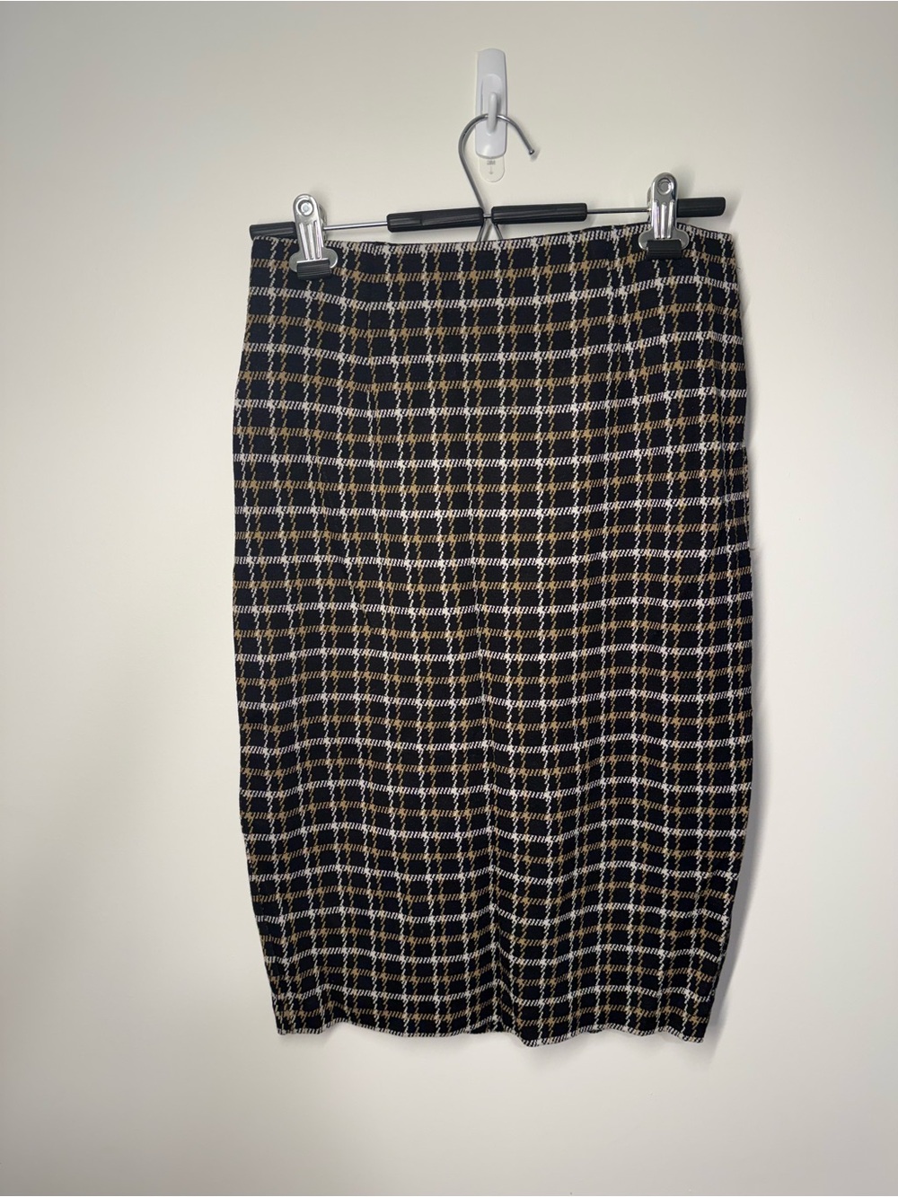 J. Jill Black and Cream Plaid Pencil Skirt